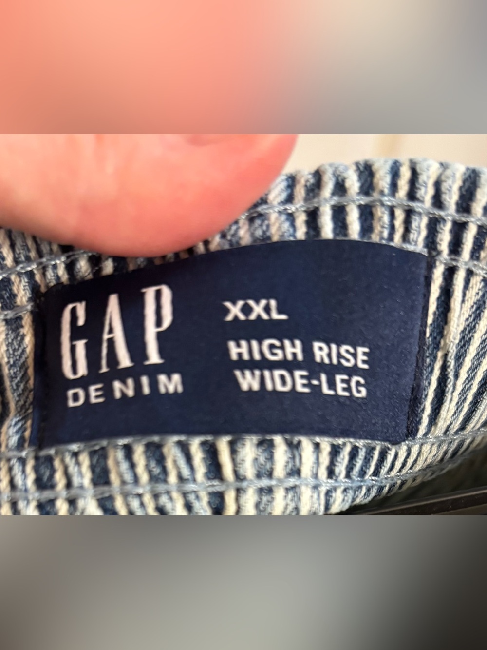 GAP Railroad Stripe Light Blue High-Rise Wide-Leg Jeans